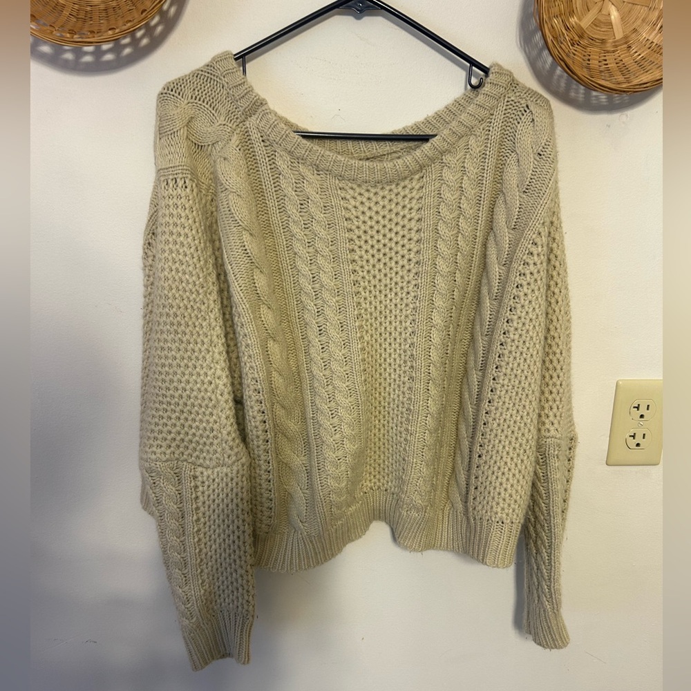 Tan scoop neck cropped sweater